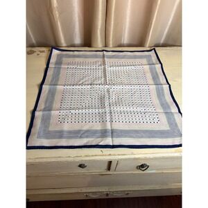 Vintage 70s Crepe de Chine Scarf — Striped‎ Polka Dot Geometric Print Polyester